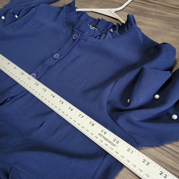 SHEIN Pearls beaded Ruffle Neck Belted Maxi Dress Size L Long  Flowy - Picture 4 of 4